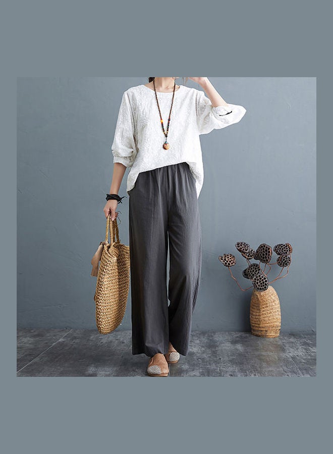 High Rise Wide Leg Pants Grey  - Image 2