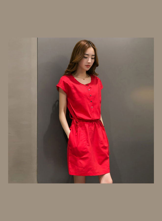 Solid Mini Dress Red - Image 3