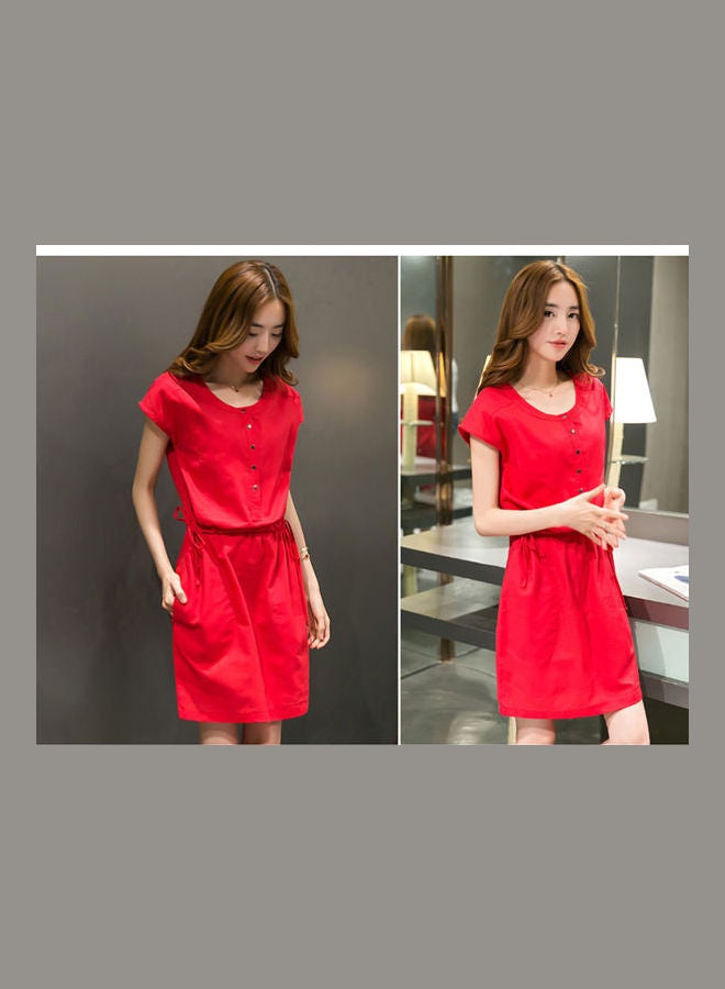Solid Mini Dress Red - Image 4