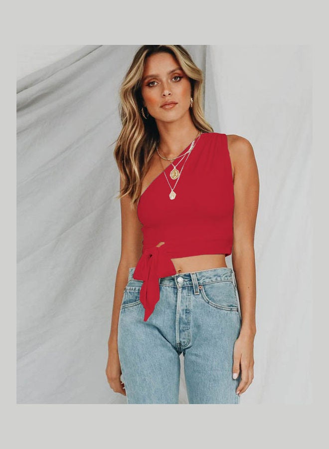 Solid Crop Top Red  - Image 2