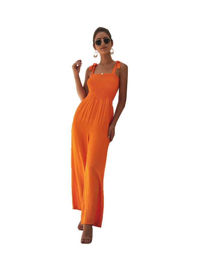Solid Tie Up Jumpsuit Orange - Image 1