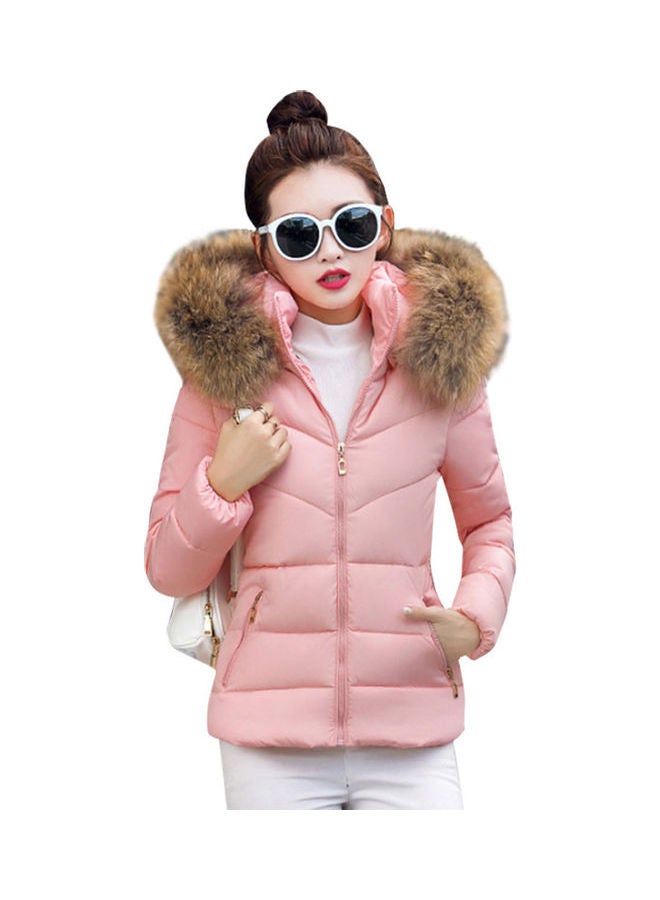 Solid Cotton Padded Jacket Pink/Brown - Image 1