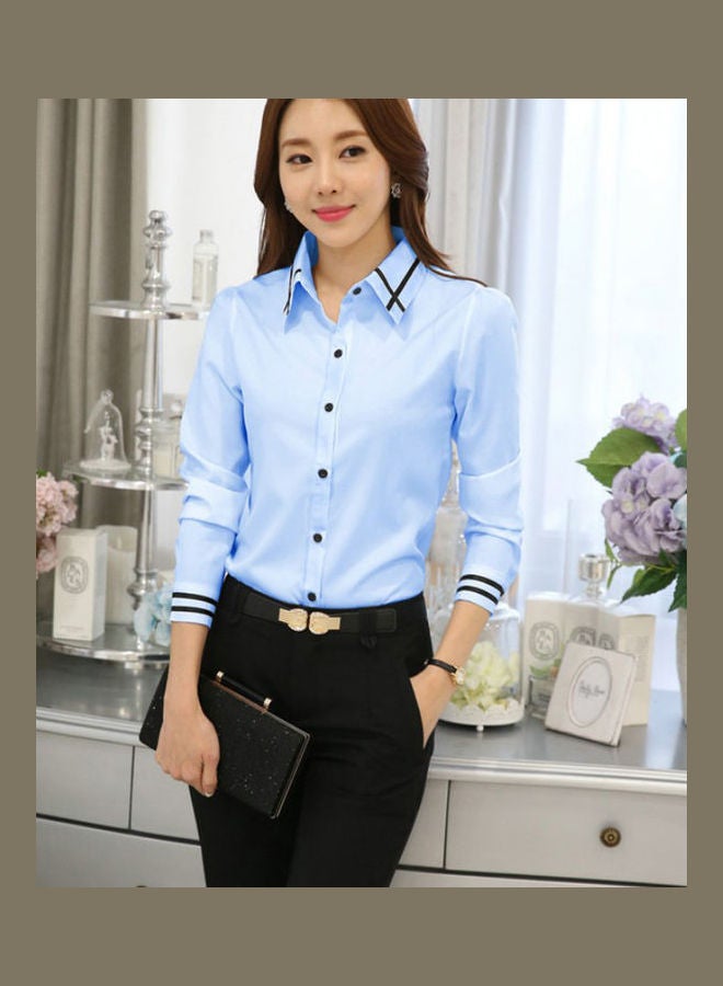 Solid Polyester Shirt Light Blue - Image 2