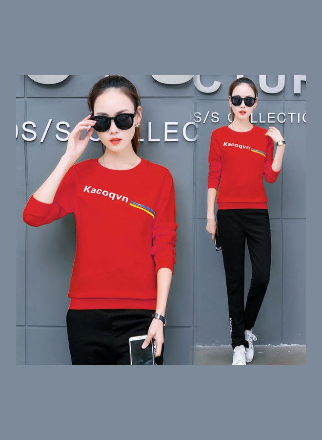 Printed Polyester T-Shirt Red  - Image 1