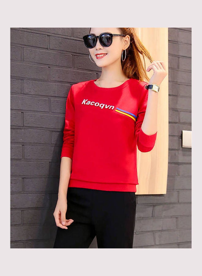 Printed Polyester T-Shirt Red  - Image 2