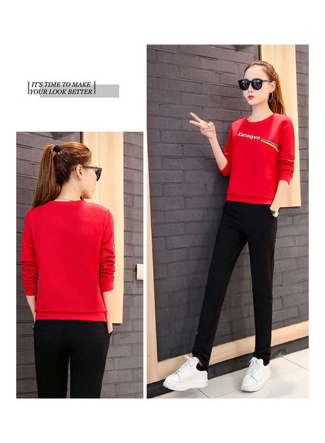Printed Polyester T-Shirt Red  - Image 3
