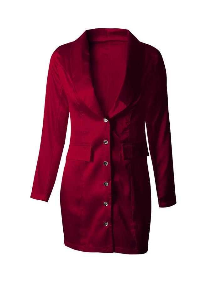 فستان صغير موحد اللون أحمر - Image 1