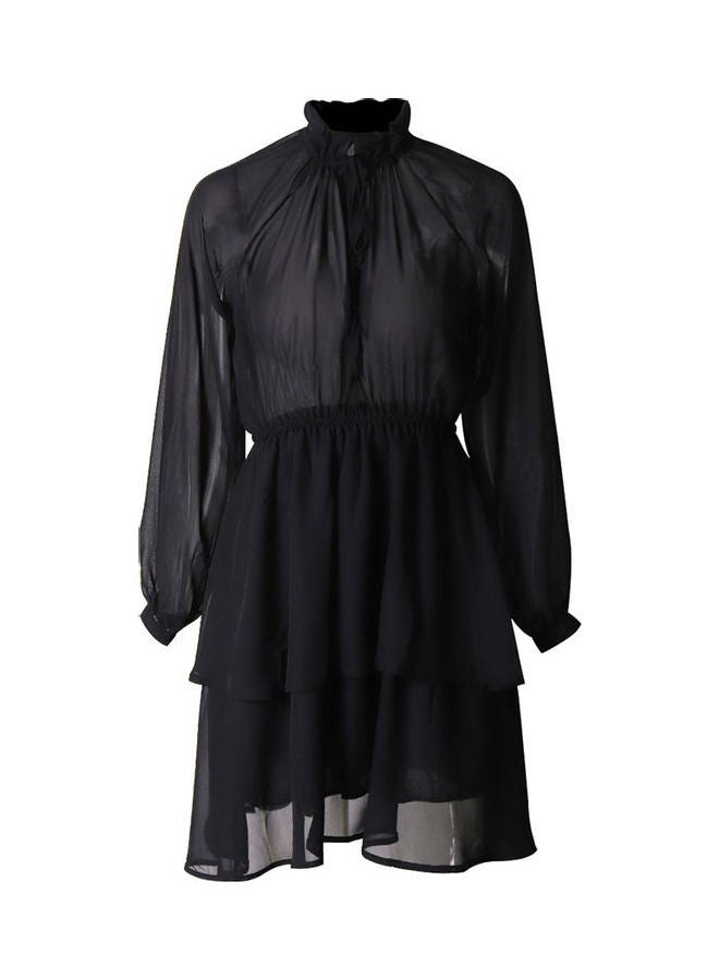 Solid Chiffon Dress Black - Image 1