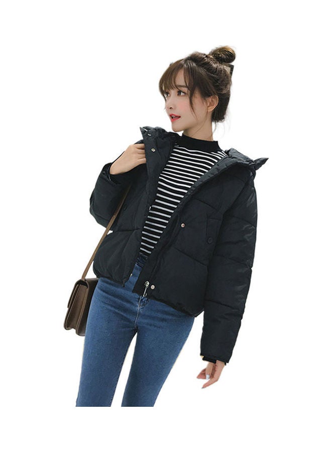 Solid Zipper Jacket Black - Image 1