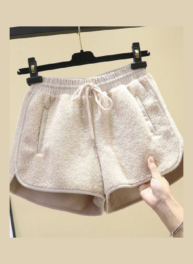 Solid Pattern High Rise Casual Shorts Beige - Image 2