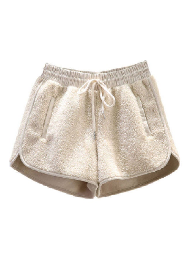 Solid Pattern High Rise Casual Shorts Beige - Image 1