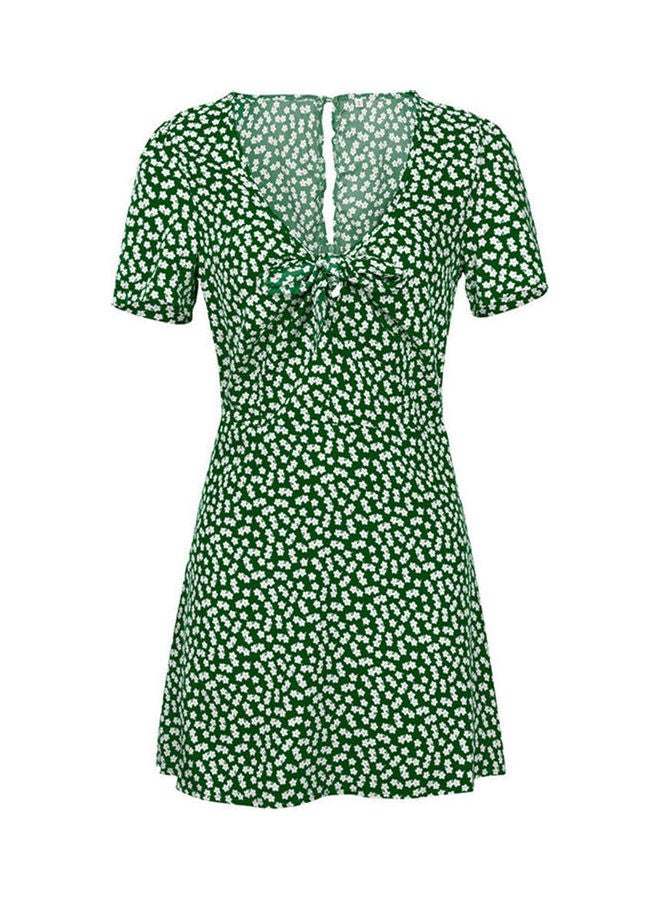 Floral Printed Mini Dress Green - Image 1