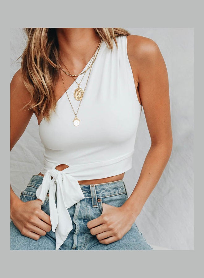 Solid Crop Top White  - Image 3