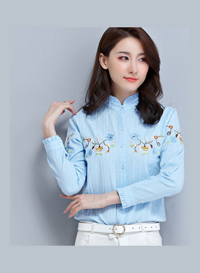 Embroidered Blouse Sky Blue - Image 3