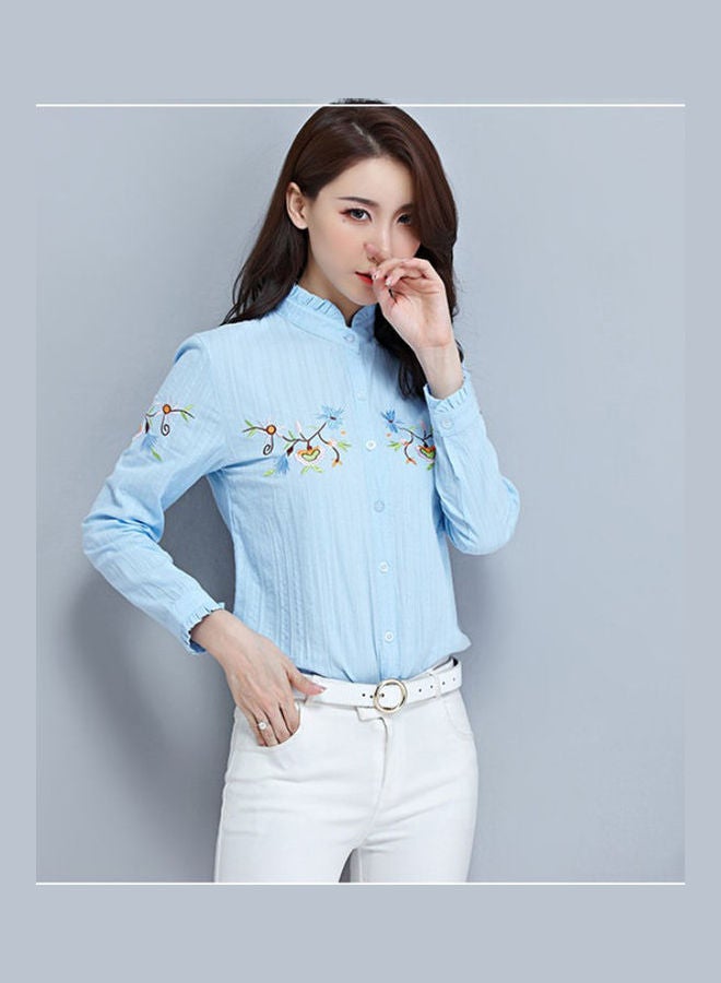 Embroidered Blouse Sky Blue - Image 1