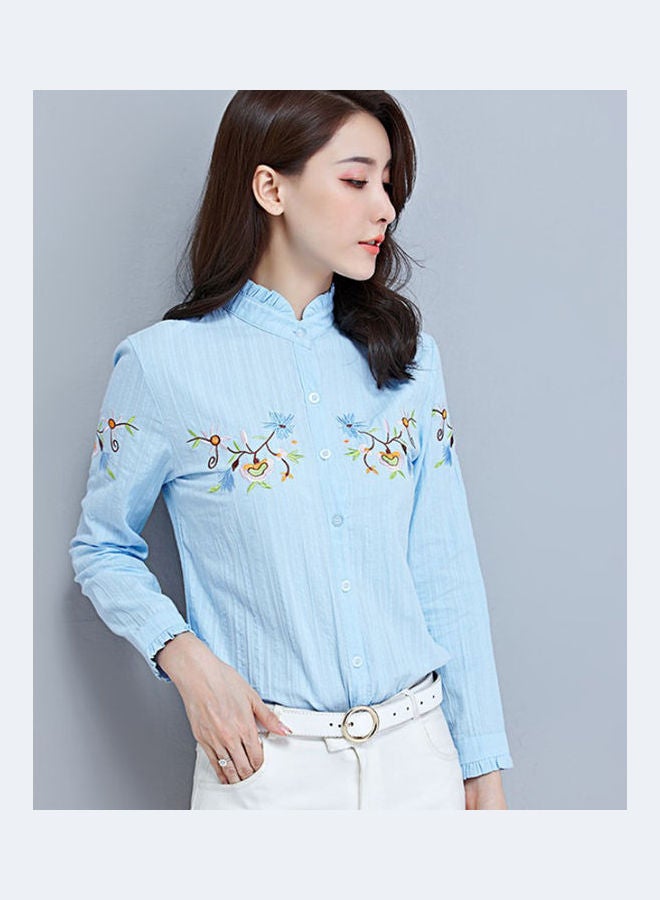 Embroidered Blouse Sky Blue - Image 4