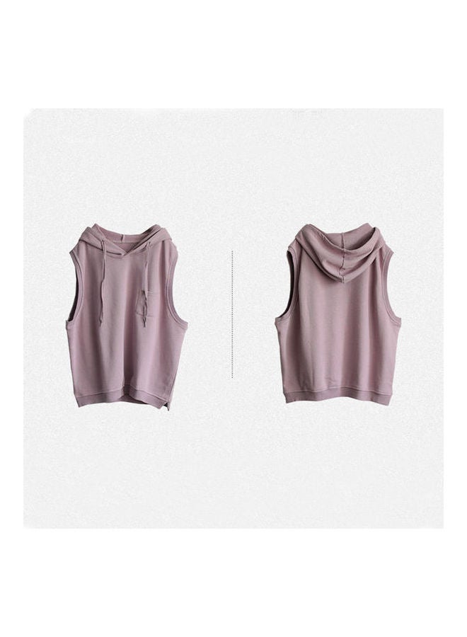 Solid Polyester Hoodie Purple  - Image 4
