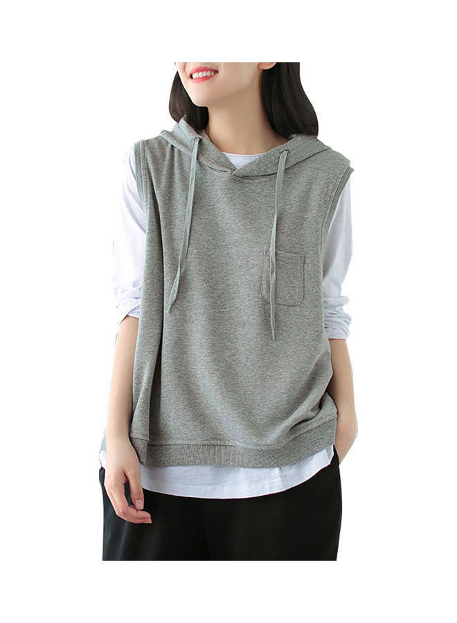 Solid Polyester Hoodie Purple  - Image 5