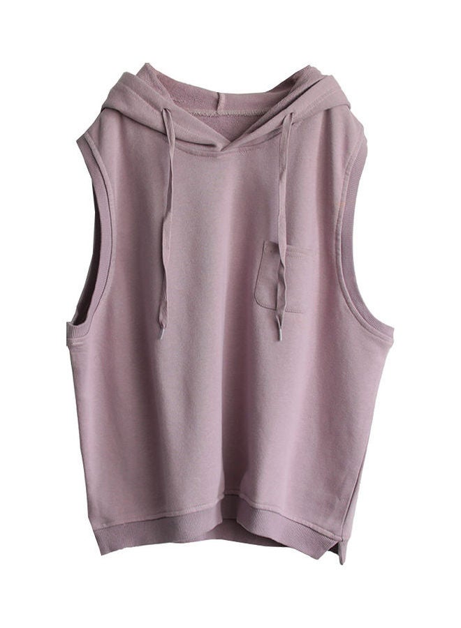 Solid Polyester Hoodie Purple  - Image 1