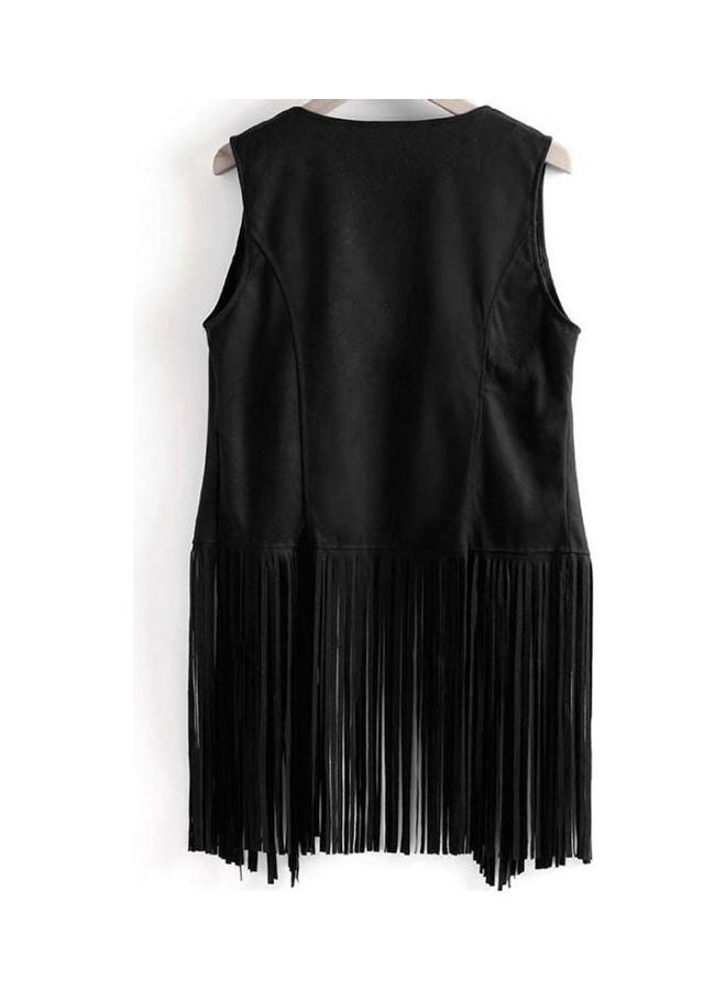 Solid Tassel Coat Black
