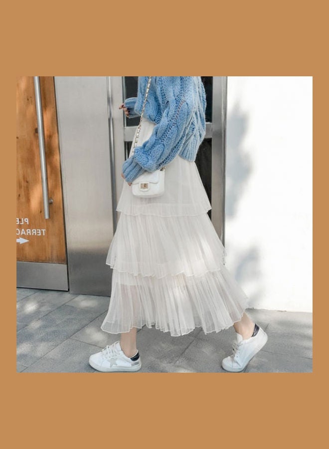 Solid Layered Bust Skirt White - Image 2