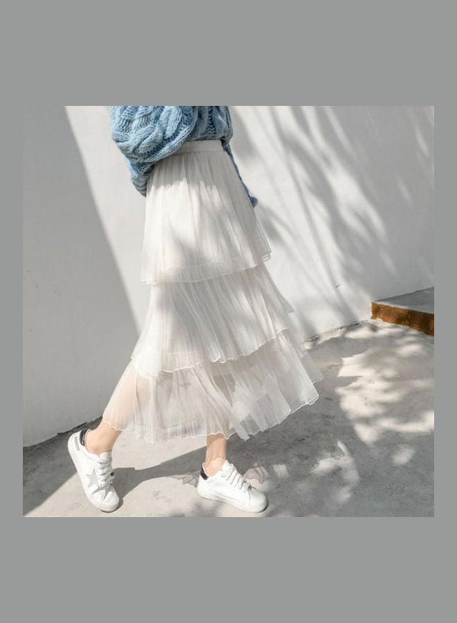 Solid Layered Bust Skirt White - Image 4