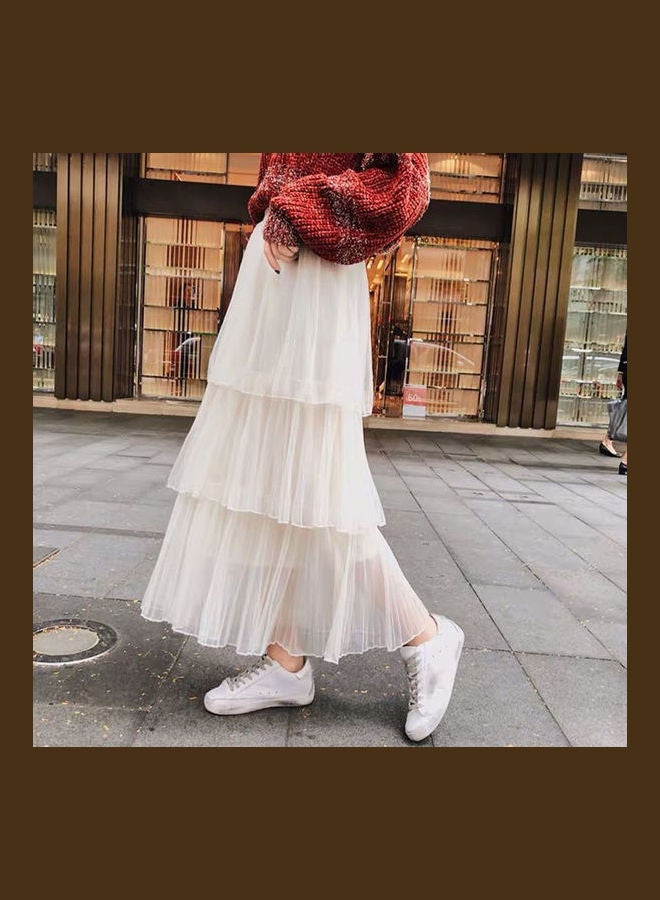 Solid Layered Bust Skirt White - Image 5