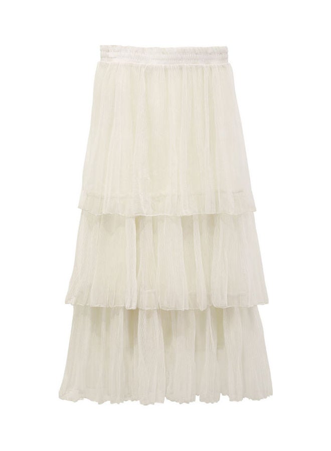 Solid Layered Bust Skirt White - Image 1