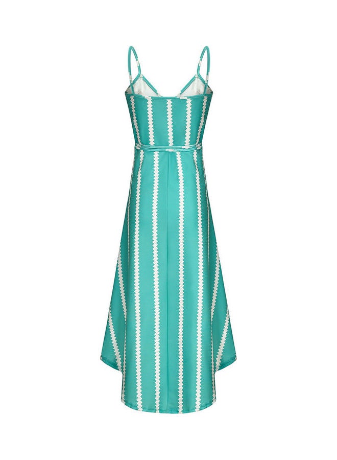 Striped Backless Midi Dress Green/White - Image 3