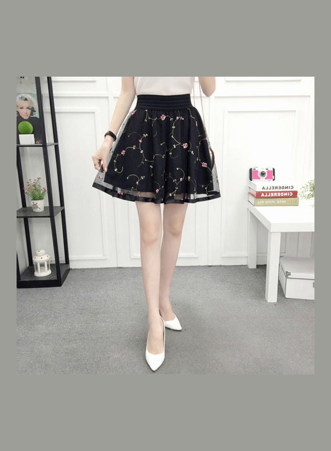 High Waist A Line Bubble Skirt Black - Image 2