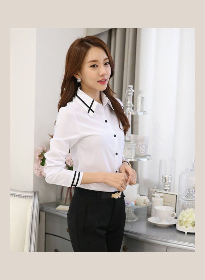 Solid Polyester Shirt White  - Image 1