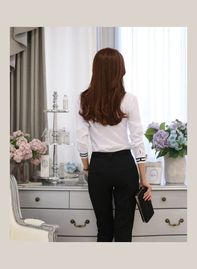 Solid Polyester Shirt White  - Image 4