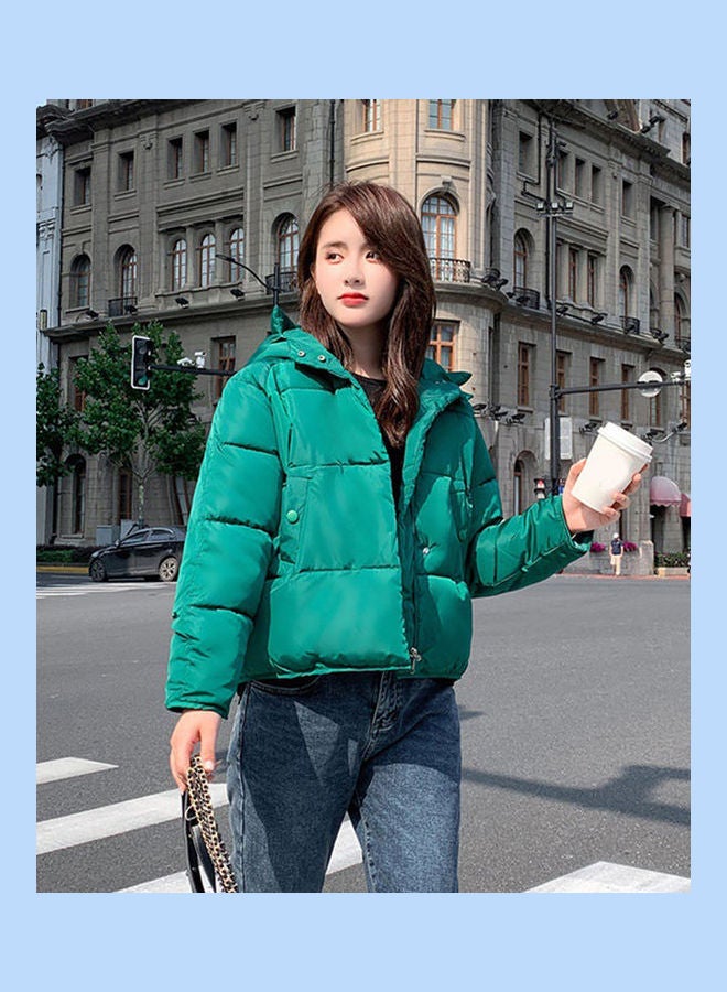 Solid Zipper Jacket Green - Image 1