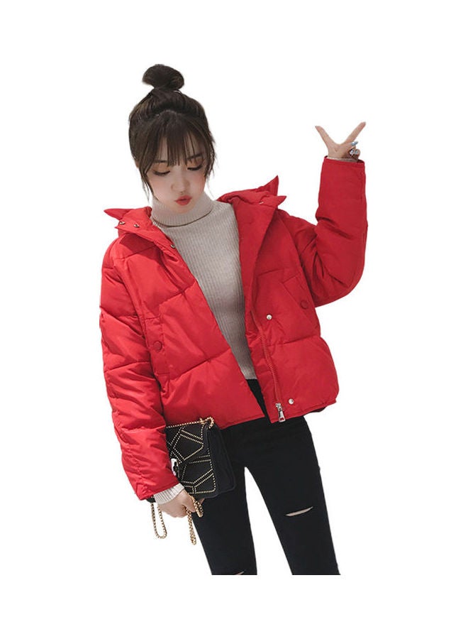 Solid Zipper Jacket Red - Image 1