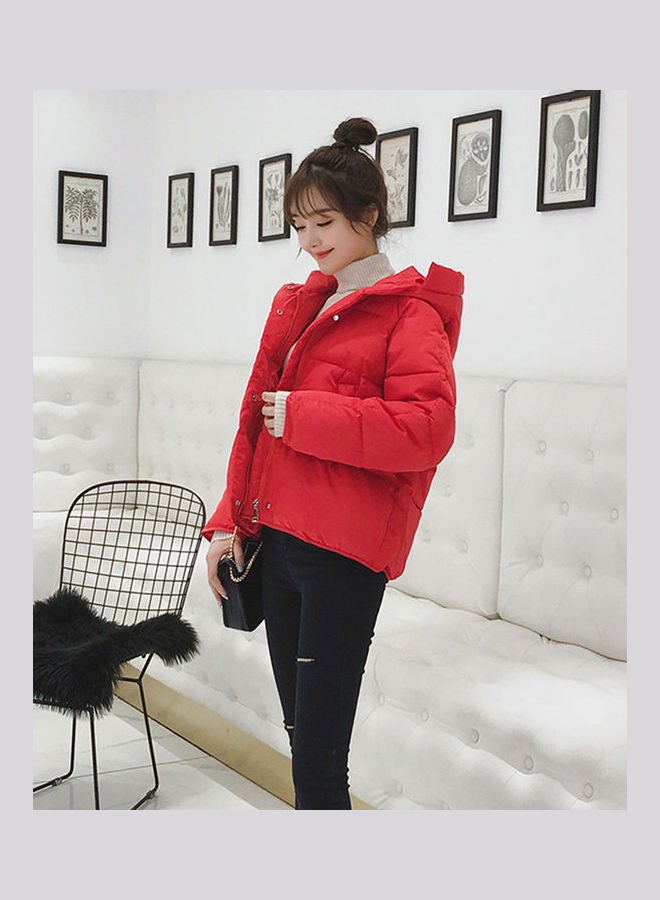 Solid Zipper Jacket Red - Image 5