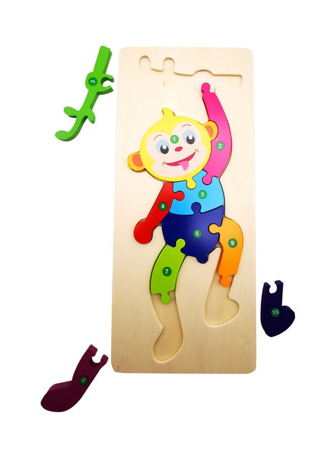 لعبة تركيب الصور المقطعة على شكل قرد من الخشب مكونة من 10 قطع 29x13سم - Image 3