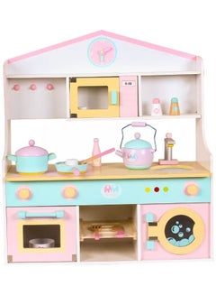 Realistic Wooden Pretend Creative Little Chef Kitchen Role Playset For Kids 66x17x141cm