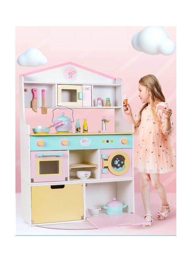 Basmah - Realistic Wooden Pretend Creative Little Chef Kitchen Role Playset For Kids 66x17x141cm - Image 1