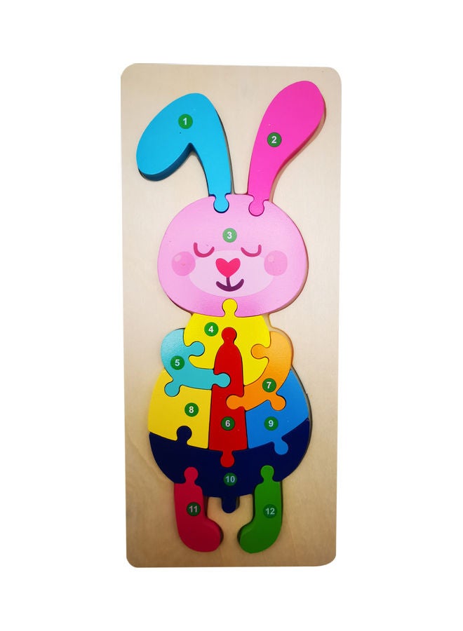 لعبة تركيب الصور المقطعة على شكل أرنب من الخشب مكونة من 12 قطعة 29x13سم - Image 1