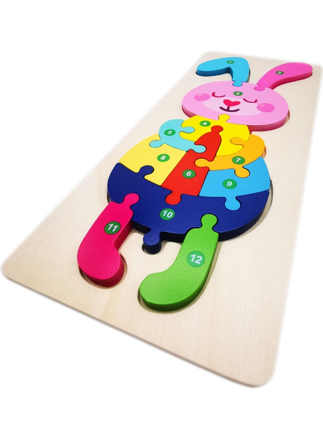 لعبة تركيب الصور المقطعة على شكل أرنب من الخشب مكونة من 12 قطعة 29x13سم - Image 2