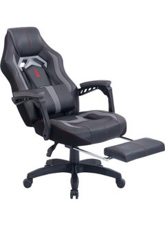 Blitzed Gaming Chair Racing Style With Retractable Footrest Grey/Black 130x66x16cm  - Image 4