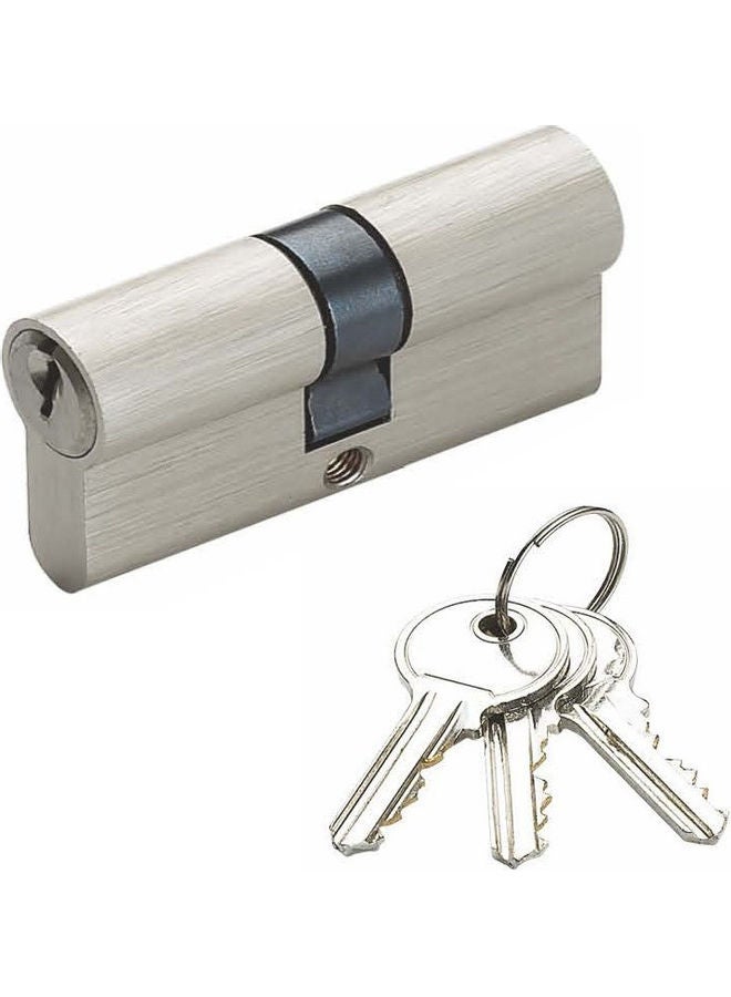 DORRENHAUS Double Cylinder Door Lock With 3 Keys Silver/Blue/Black 80mm  - Image 1