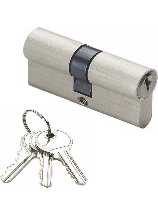 DORRENHAUS Double Cylinder Door Lock With 3 Keys Silver/Blue/Black 80mm  - Image 2