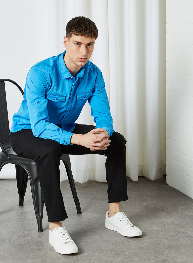 HERE&NOW Men's Slim Fit Casual Shirt Blue  - Image 2