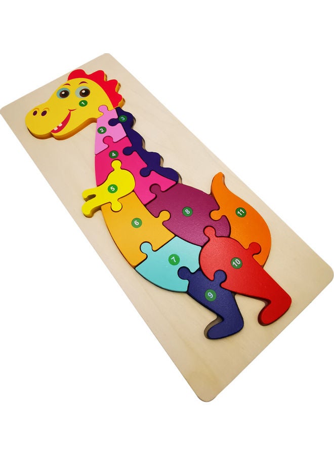 11-Piece Wooden Dinosaur Shaped Jigsaw Puzzles 29x13cm - Image 2