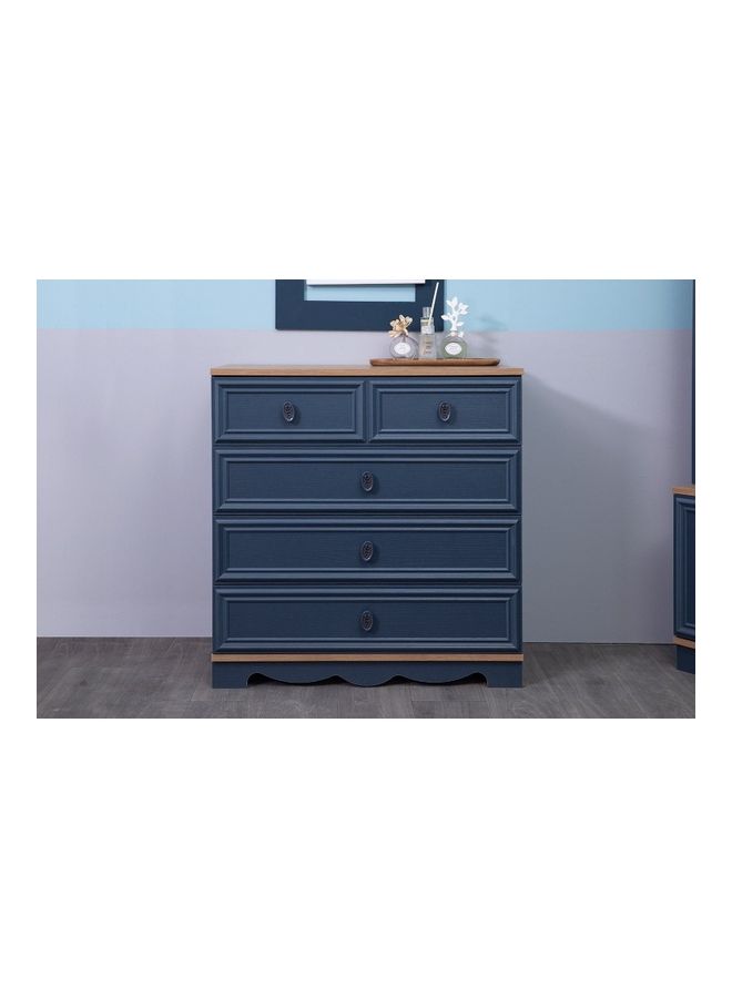 Pan Home Rubinstein Chest | MDF | Drawers, Storage | 87 cm L x 47 cm W 90cm H | BLUE Blue 