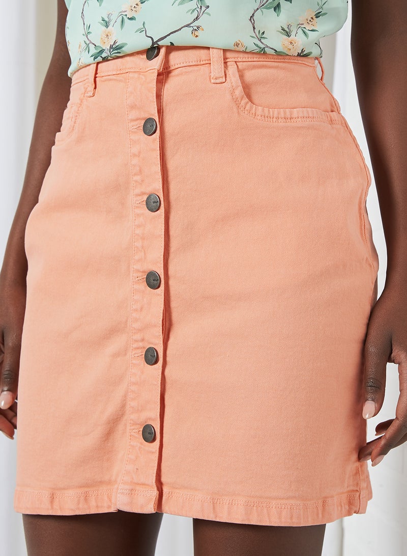 Mast & Harbour - Denim Mini Skirt Peach - Image 1