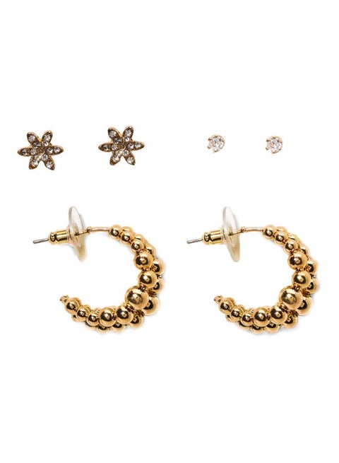 Set of 3 Assorted Dangling Earrings with Pushback Closure