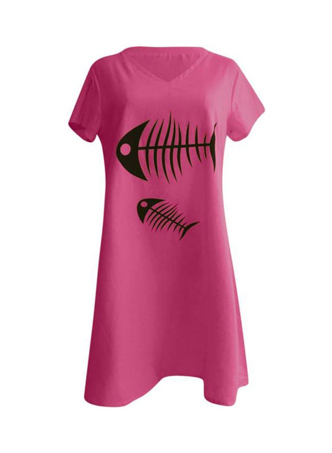 Fish Bones Printed Dress Pink/Black - Image 1
