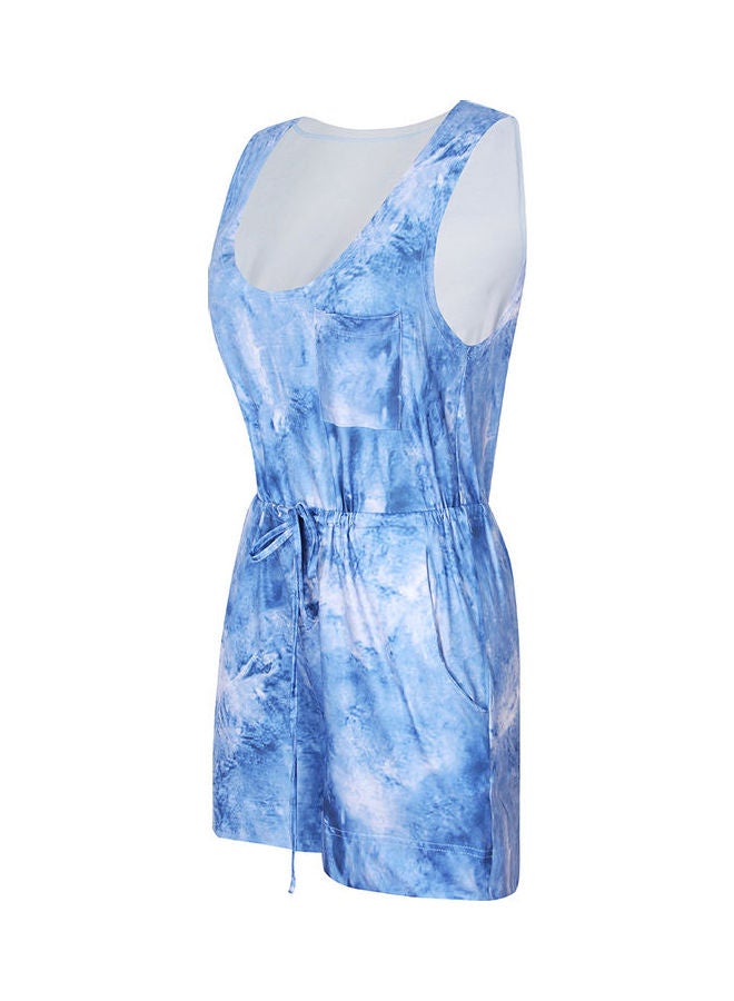 Dyed Playsuit With Drawstring Blue  - Image 2